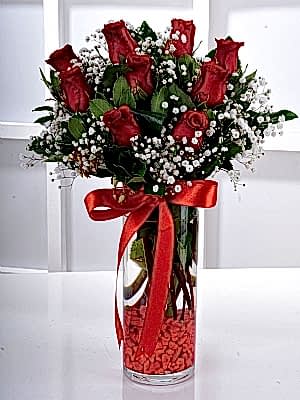 Vazoda 9 Kirmizi G�l