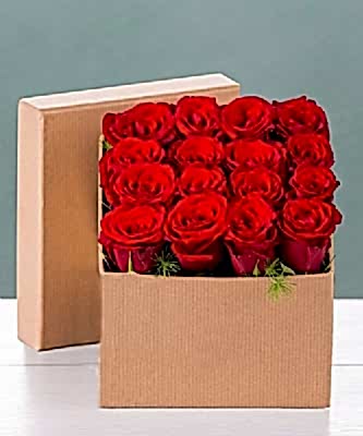 Kahverengi Kutuda 16 K�rm�z� G�l